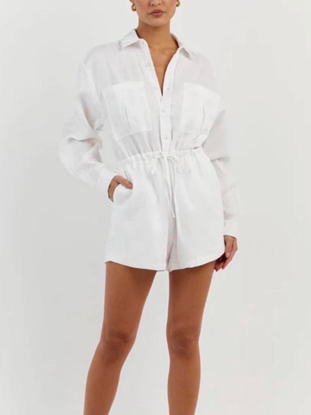 Peppermayo White Linen Romper